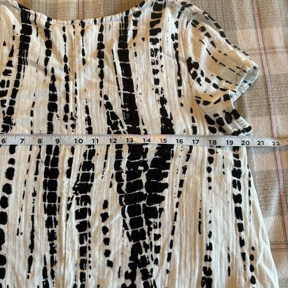 Bryn Walker Gauze Top XS Oversized Blk/Wht Boxy Asymmetric Lagenlook Artsy Boho - Picture 10 of 12